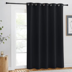 Blackout Curtain Drape 84 inches Length - Light Reducing Thermal Insulated Solid Grommet Blackout Window Treatment for Living Room (1 Piece, W66 x L84, Black)